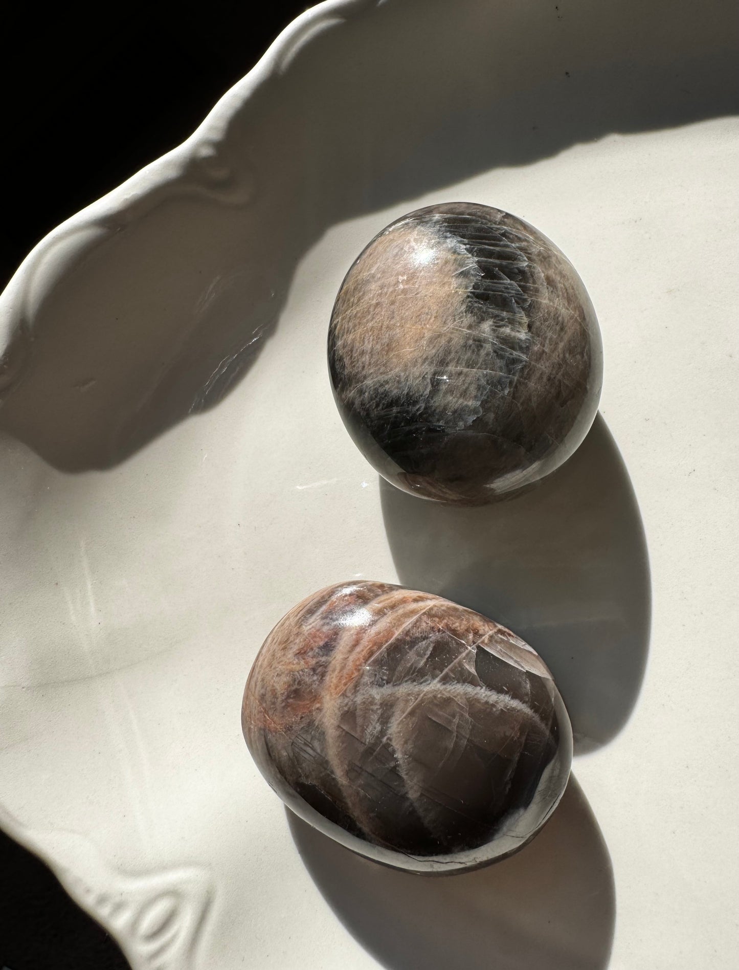 Black Moonstone Palm Stone